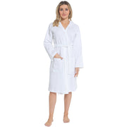 OLIVIA ROCCO Hooded Waffle Cotton Bathrobe For Ladies White 100% Cotton Super Absorbent