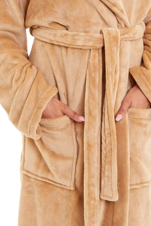 OLIVIA ROCCO Women's Hooded Plush Fleece Dressing Gown Ultra-Soft Velvet Bathrobe