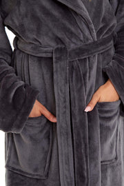 OLIVIA ROCCO Women's Hooded Plush Fleece Dressing Gown Ultra-Soft Velvet Bathrobe