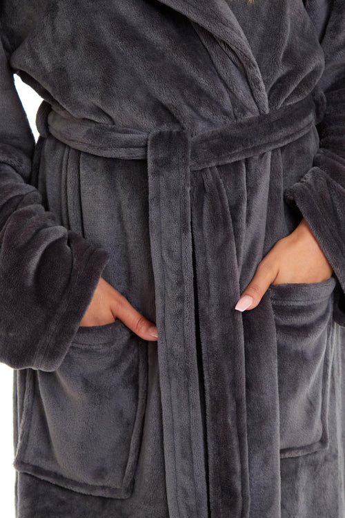 OLIVIA ROCCO Women's Hooded Plush Fleece Dressing Gown Ultra-Soft Velvet Bathrobe