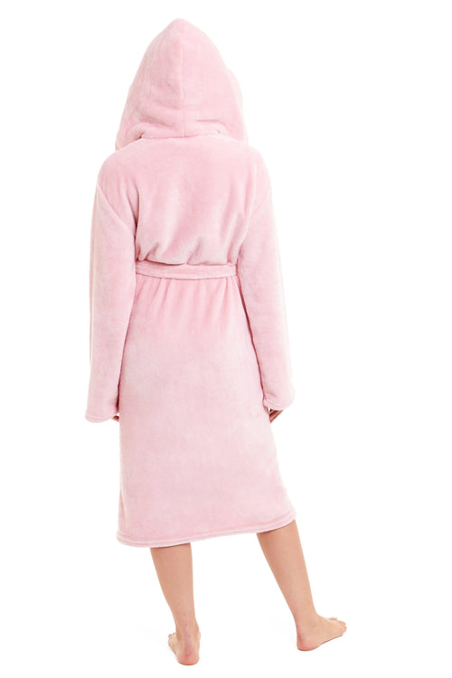 OLIVIA ROCCO Women's Hooded Plush Fleece Dressing Gown Ultra-Soft Velvet Bathrobe