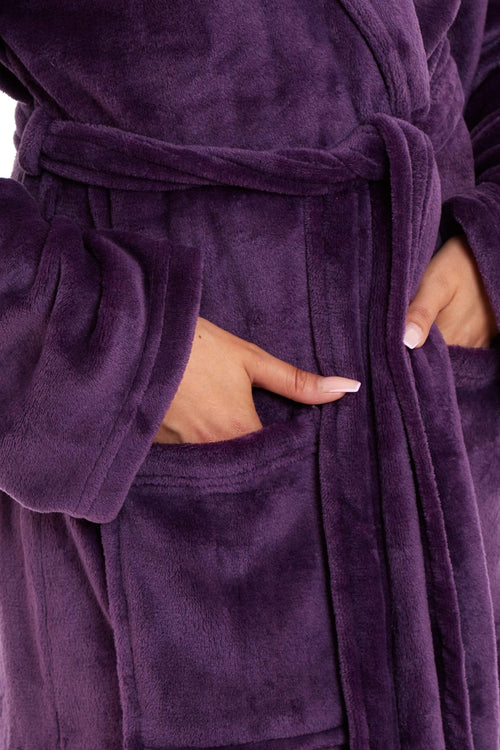 OLIVIA ROCCO Women's Hooded Plush Fleece Dressing Gown Ultra-Soft Velvet Bathrobe