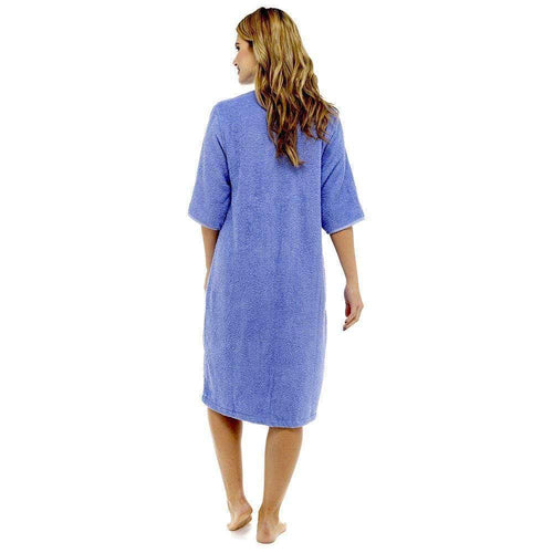 OLIVIA ROCCO Women's Terry Towelling Zip-Through Bathrobe 100% Cotton Ultra Absorbent
