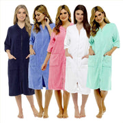 OLIVIA ROCCO Women's Terry Towelling Zip-Through Bathrobe 100% Cotton Ultra Absorbent