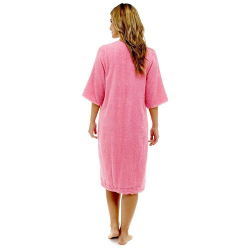 OLIVIA ROCCO Women's Terry Towelling Zip-Through Bathrobe 100% Cotton Ultra Absorbent