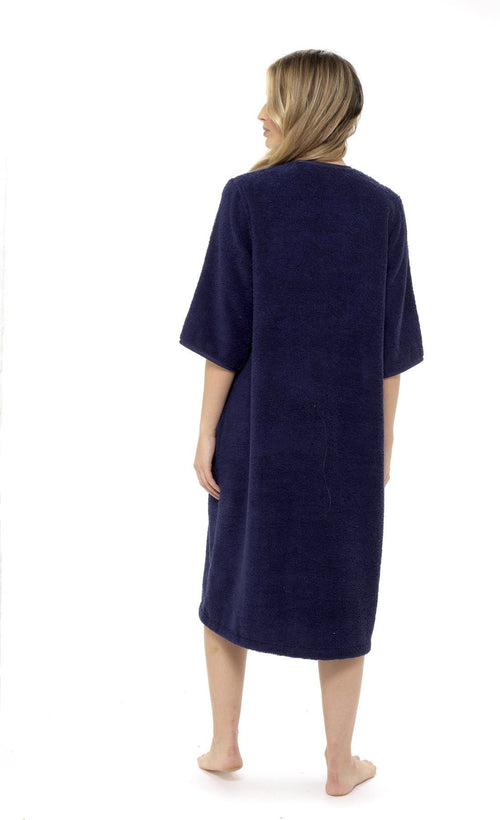 OLIVIA ROCCO Women's Terry Towelling Zip-Through Bathrobe 100% Cotton Ultra Absorbent