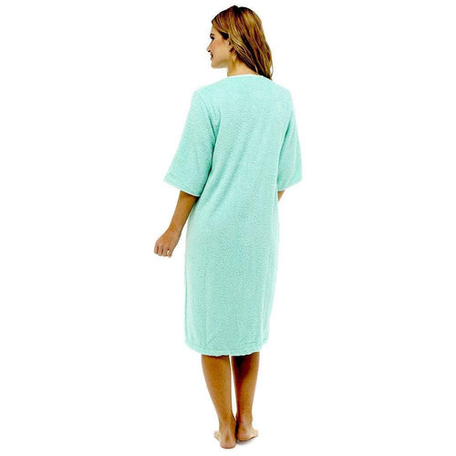 OLIVIA ROCCO Women's Terry Towelling Zip-Through Bathrobe 100% Cotton Ultra Absorbent
