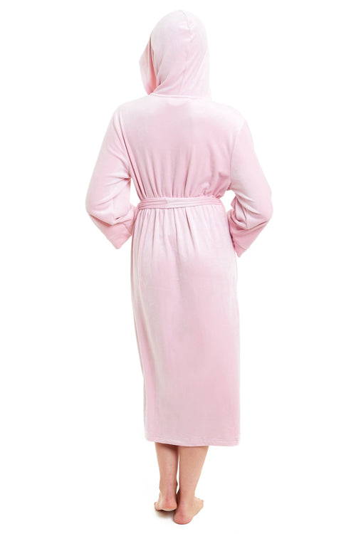 OLIVIA ROCCO Women's Velour Hooded Bathrobe Soft Touch Loungewear One Size Plush Comfort