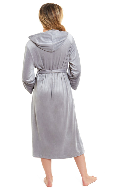 OLIVIA ROCCO Women's Velour Hooded Bathrobe Soft Touch Loungewear One Size Plush Comfort