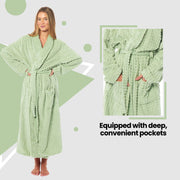 OLIVIA ROCCO Womens Luxury Waffle Fleece Robe Belted Long Dressing Gown With Pockets
