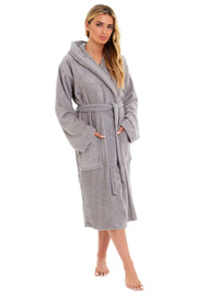 OLIVIA ROCCO Womens Bamboo Cotton Hooded Towelling Robe Ultra Absorbent Spa Loungewear