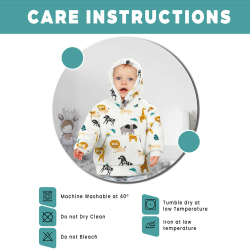 OLIVIA ROCCO Daisy Dreamer Kids Hoodie Blanket Safari Sloth Wearable Sweatshirt for Cosy Home Layering