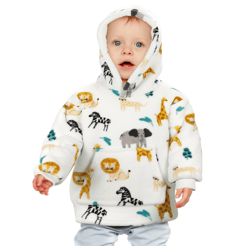 OLIVIA ROCCO Daisy Dreamer Kids Hoodie Blanket Safari Sloth Wearable Sweatshirt for Cosy Home Layering