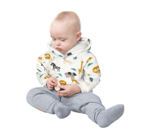 OLIVIA ROCCO Daisy Dreamer Kids Hoodie Blanket Safari Sloth Wearable Sweatshirt for Cosy Home Layering