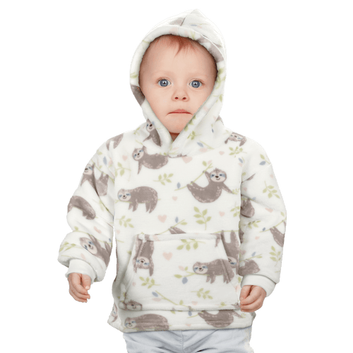 OLIVIA ROCCO Daisy Dreamer Kids Hoodie Blanket Safari Sloth Wearable Sweatshirt for Cosy Home Layering