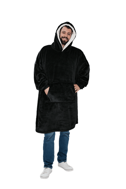 OLIVIA ROCCO Mens Hooded Oversized Blanket Giant Hoodie With Sherpa Lining Grey Stars