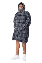 OLIVIA ROCCO Mens Hooded Oversized Blanket Giant Hoodie With Sherpa Lining Grey Stars