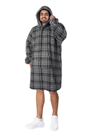 OLIVIA ROCCO Mens Hooded Oversized Blanket Giant Hoodie With Sherpa Lining Grey Stars