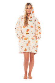 OLIVIA ROCCO Hooded Reversible Sherpa Fleece Blanket Hoodie Oversized Wearable Super Soft Sofa and Bed Use