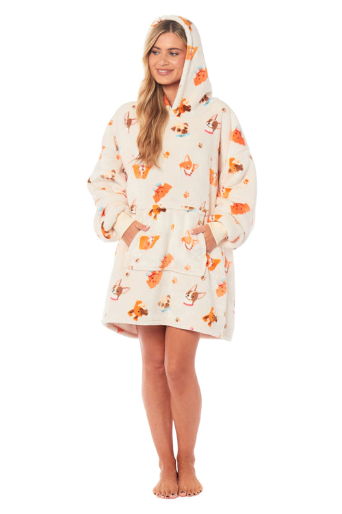 OLIVIA ROCCO Hooded Reversible Sherpa Fleece Blanket Hoodie Oversized Wearable Super Soft Sofa and Bed Use