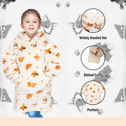 OLIVIA ROCCO Kids Oversized Hooded Blanket Hoodie Sherpa Fur Fleece Dogs Pattern