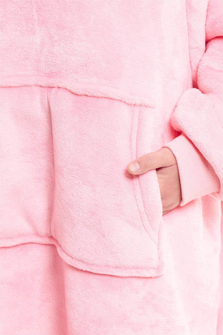 OLIVIA ROCCO Kids Oversized Hooded Fleece Blanket With Sherpa Fur Elastic Cuffs Easy-Care Sofa and Bedroom Throw