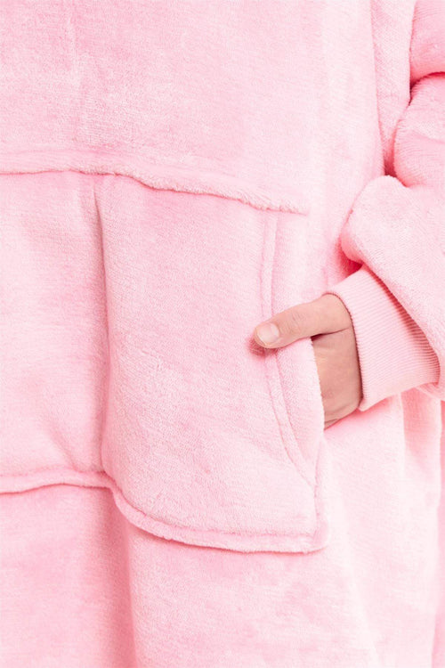 OLIVIA ROCCO Kids Oversized Hooded Fleece Blanket With Sherpa Fur Elastic Cuffs Easy-Care Sofa and Bedroom Throw