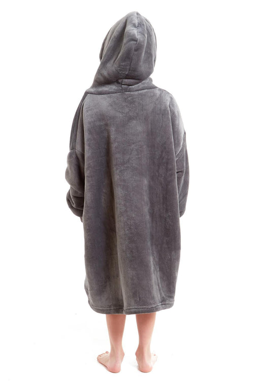 OLIVIA ROCCO Kids Oversized Hooded Fleece Blanket With Sherpa Fur Elastic Cuffs Easy-Care Sofa and Bedroom Throw
