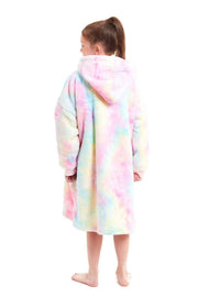OLIVIA ROCCO Kids Oversized Hooded Fleece Blanket With Sherpa Fur Elastic Cuffs Easy-Care Sofa and Bedroom Throw