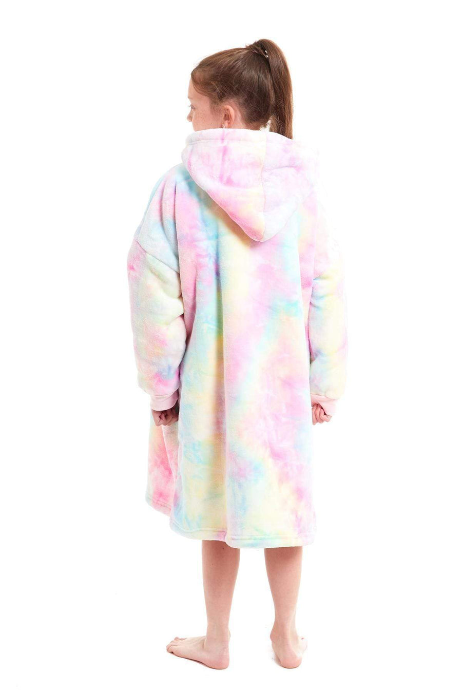 OLIVIA ROCCO Kids Oversized Hooded Fleece Blanket With Sherpa Fur Elastic Cuffs Easy-Care Sofa and Bedroom Throw