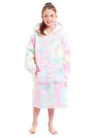 OLIVIA ROCCO Kids Oversized Hooded Fleece Blanket With Sherpa Fur Elastic Cuffs Easy-Care Sofa and Bedroom Throw