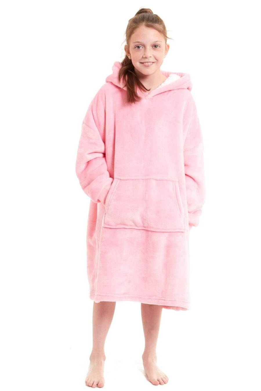 OLIVIA ROCCO Kids Oversized Hooded Fleece Blanket With Sherpa Fur Elastic Cuffs Easy-Care Sofa and Bedroom Throw