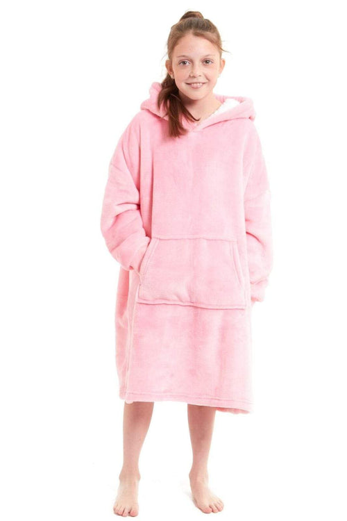 OLIVIA ROCCO Kids Oversized Hooded Fleece Blanket With Sherpa Fur Elastic Cuffs Easy-Care Sofa and Bedroom Throw
