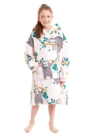 OLIVIA ROCCO Kids Oversized Hooded Fleece Blanket With Sherpa Fur Elastic Cuffs Easy-Care Sofa and Bedroom Throw