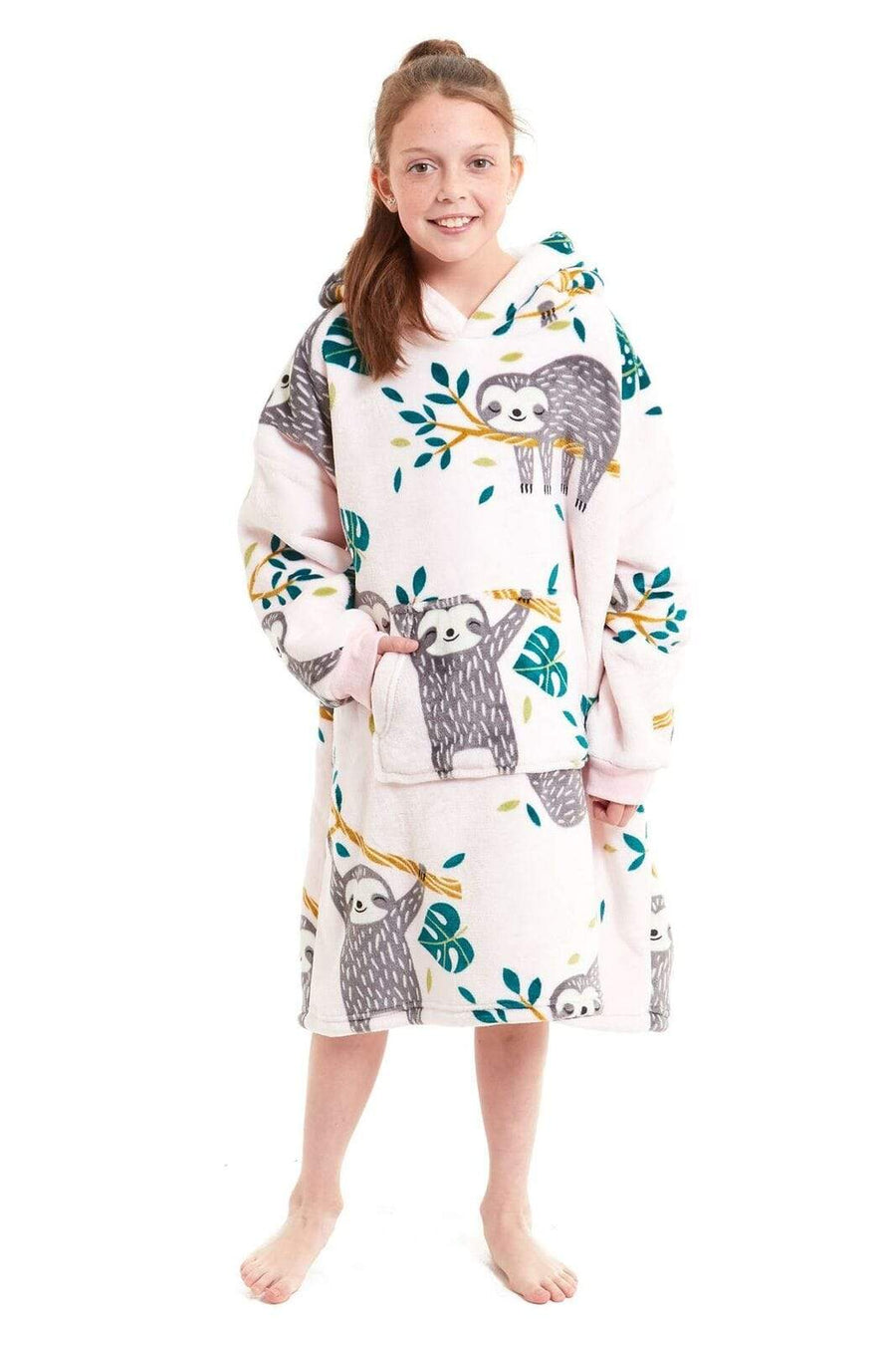 OLIVIA ROCCO Kids Oversized Hooded Fleece Blanket With Sherpa Fur Elastic Cuffs Easy-Care Sofa and Bedroom Throw