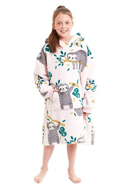 OLIVIA ROCCO Kids Oversized Hooded Fleece Blanket With Sherpa Fur Elastic Cuffs Easy-Care Sofa and Bedroom Throw