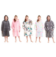OLIVIA ROCCO Kids Oversized Hooded Fleece Blanket With Sherpa Fur Elastic Cuffs Easy-Care Sofa and Bedroom Throw