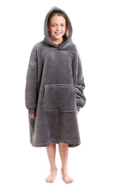 OLIVIA ROCCO Kids Oversized Hooded Fleece Blanket With Sherpa Fur Elastic Cuffs Easy-Care Sofa and Bedroom Throw