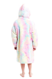 OLIVIA ROCCO Kids Oversized Hooded Fleece Blanket With Sherpa Fur Elastic Cuffs Easy-Care Sofa and Bedroom Throw