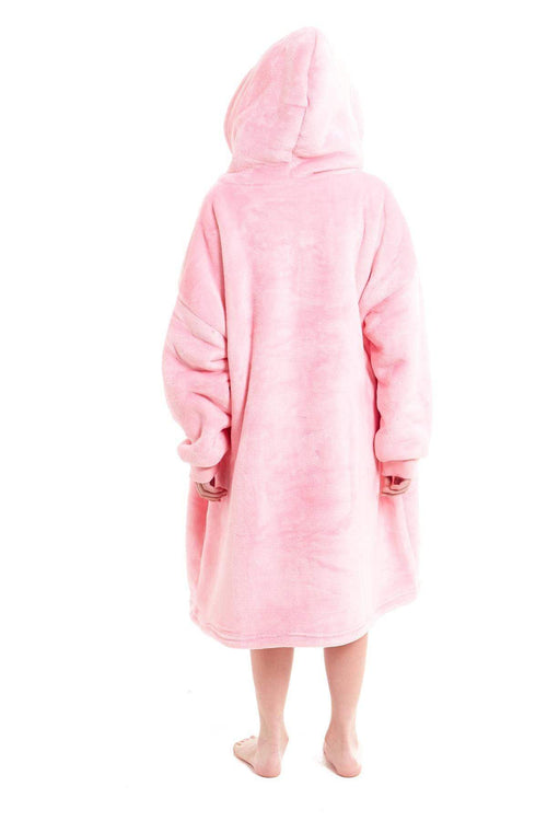 OLIVIA ROCCO Kids Oversized Hooded Fleece Blanket With Sherpa Fur Elastic Cuffs Easy-Care Sofa and Bedroom Throw