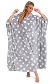 OLIVIA ROCCO Oversized Hooded Fleece Poncho Blanket Stars Polka Dots Easy Care for Cosy Home Layering