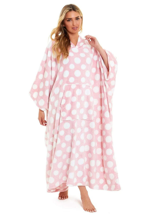 OLIVIA ROCCO Oversized Hooded Fleece Poncho Blanket Stars Polka Dots Easy Care for Cosy Home Layering