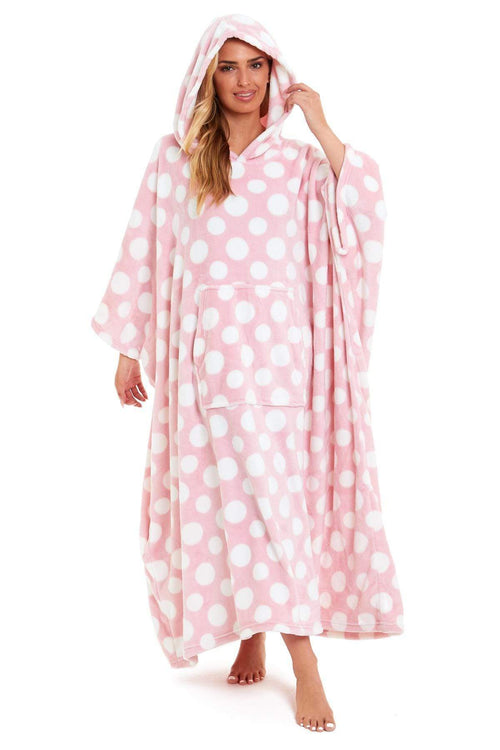 OLIVIA ROCCO Oversized Hooded Fleece Poncho Blanket Stars Polka Dots Easy Care for Cosy Home Layering