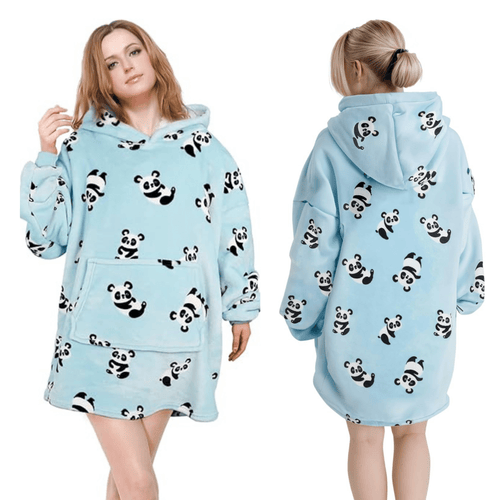 OLIVIA ROCCO Giant Oversized Panda Hooded Blanket Plush Fleece With Reversible Sherpa