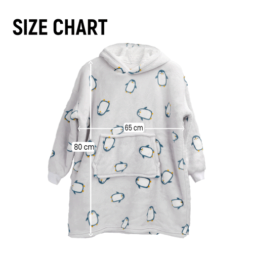 OLIVIA ROCCO Kids Oversized Hooded Penguin Blanket Hoodie Ultra Soft Sherpa Flannel