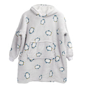 OLIVIA ROCCO Kids Oversized Hooded Penguin Blanket Hoodie Ultra Soft Sherpa Flannel