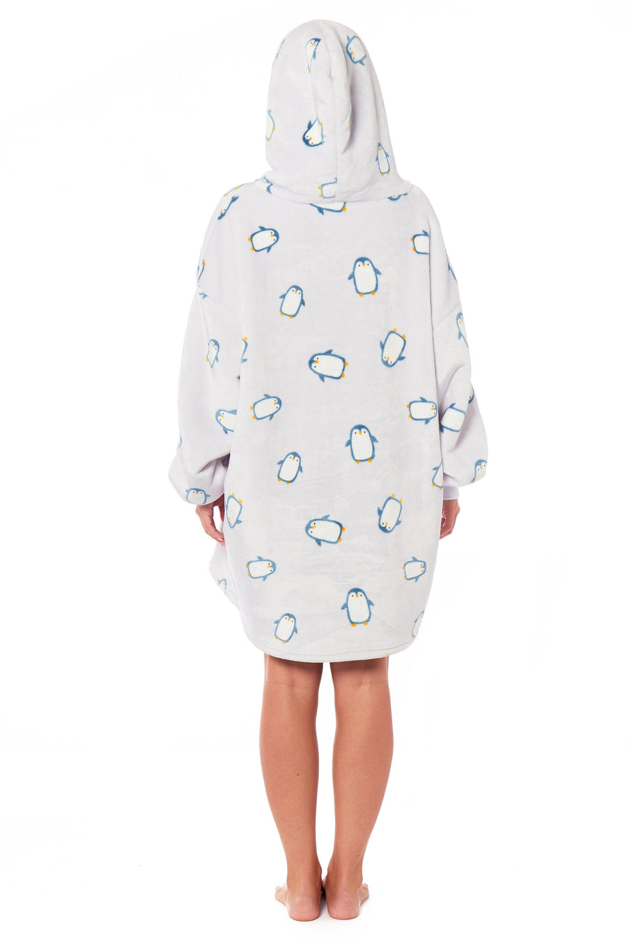OLIVIA ROCCO Oversized Penguin Hooded Blanket Plush Fleece Reversible Sherpa Giant Hoodie
