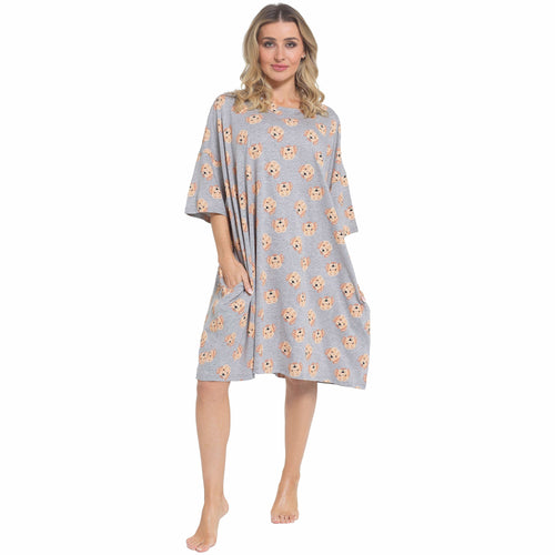 OLIVIA ROCCO Women's Cockapoo Baggy Nighty Dress 100% Cotton Oversized Nightshirt