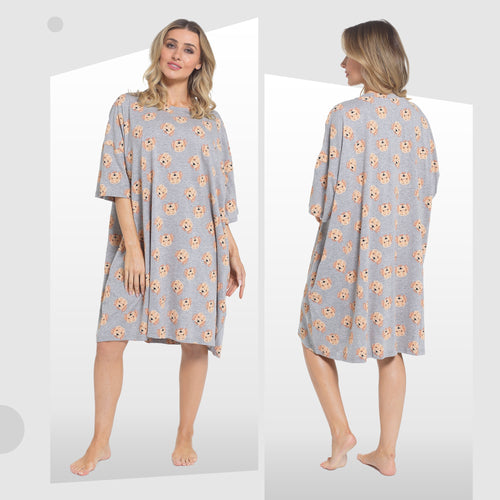 OLIVIA ROCCO Women's Cockapoo Baggy Nighty Dress 100% Cotton Oversized Nightshirt