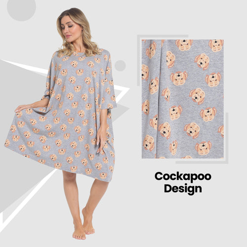 OLIVIA ROCCO Women's Cockapoo Baggy Nighty Dress 100% Cotton Oversized Nightshirt